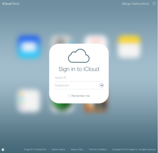 icloud beta登录页面